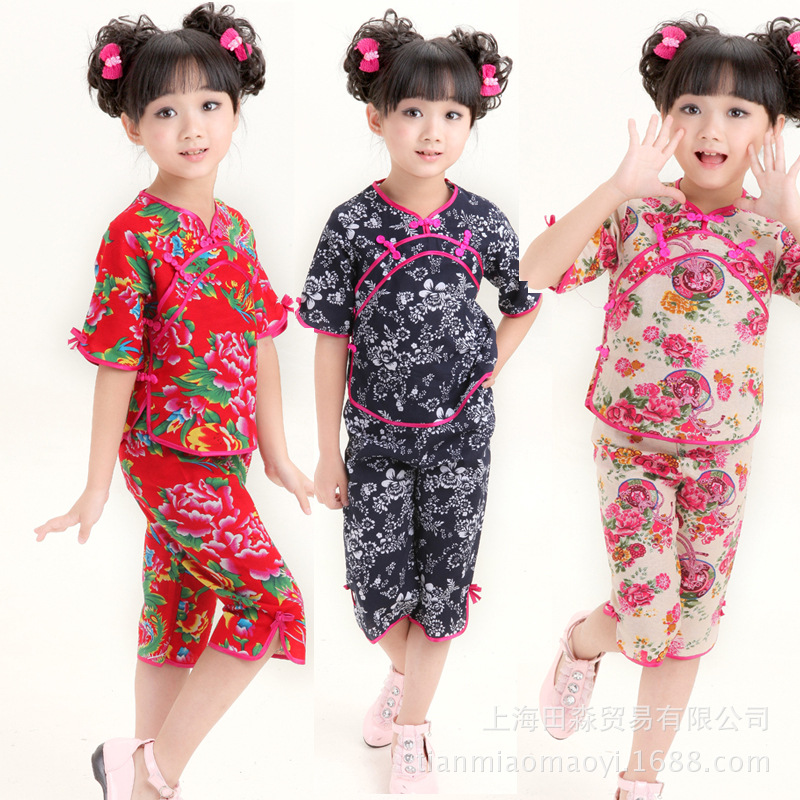 品牌童装新款棉布小凤仙女童旗袍中国风童装民族风唐装儿童夏装