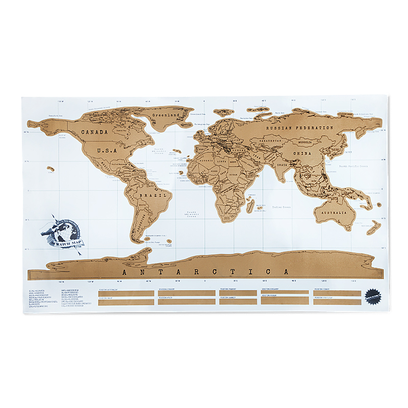 RECESKY 旅行人生探索刮刮地图 世界版地图海报 旅游记录创意礼品