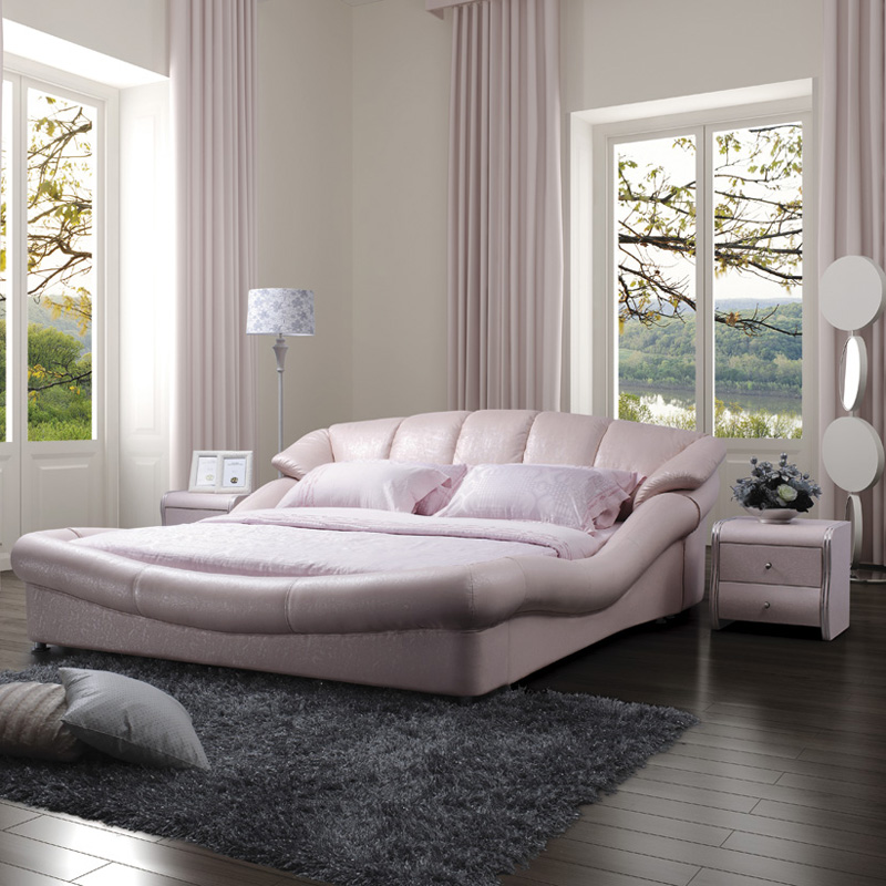 新款软床皮床真皮床双人床1.8米软床婚床简约现代家具品牌特价