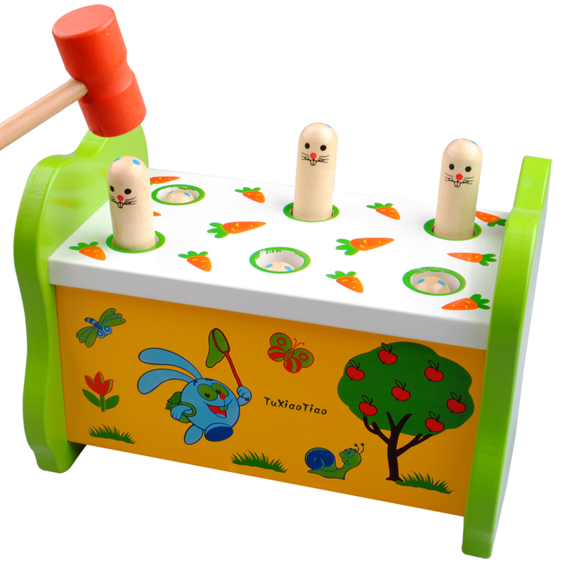 X正品儿童木质打地鼠敲打玩具宝宝益智早教1-3岁动手反应能力A203