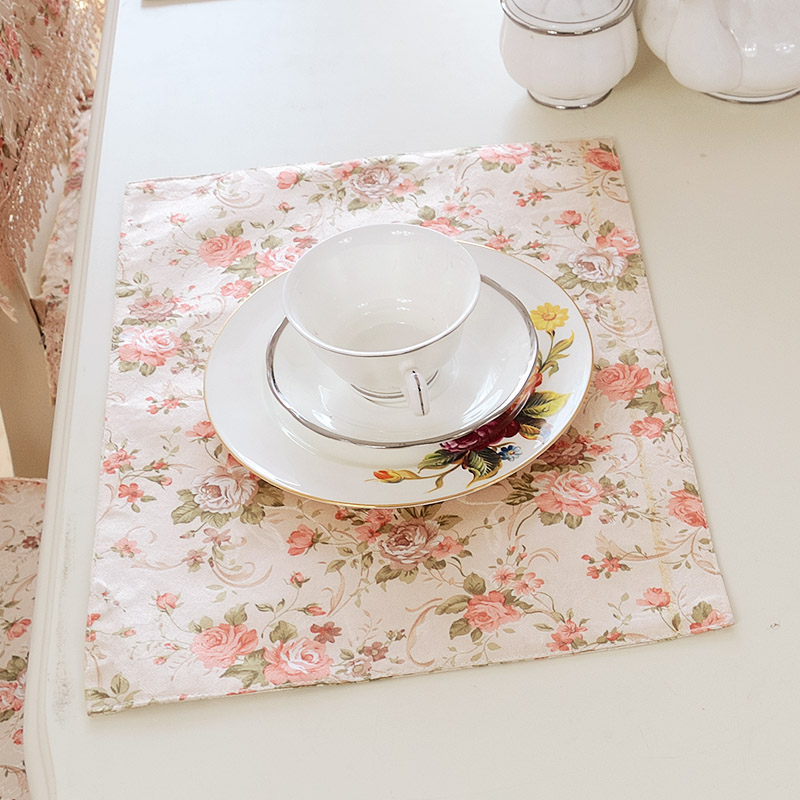 浪漫之约系列红花绿叶印花餐桌垫大号书桌垫杯垫碗垫盘垫餐具垫