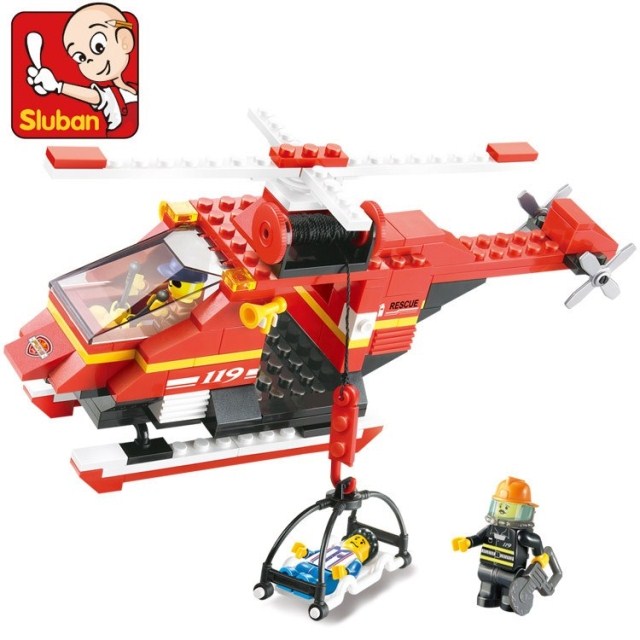 消防直升机 小鲁班儿童益智拼装拼插积木玩具 兼容乐高 男孩