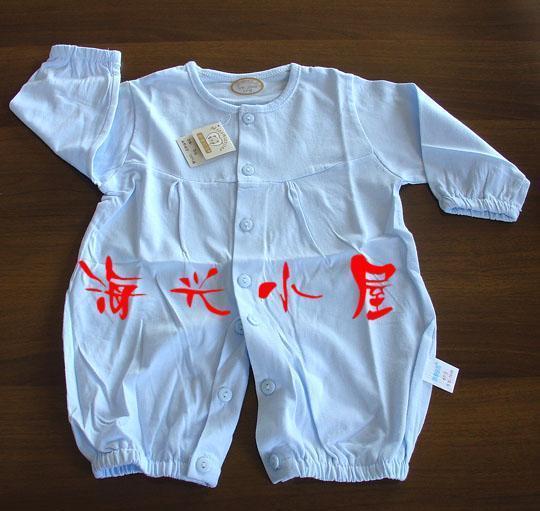 宝宝装婴儿内衣3-6个月蓝色纯棉系扣婴儿连体衣-宝宝哈衣