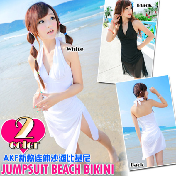 日本ak礼服式纱裙塑身连体游泳衣 日系钢托聚拢黑白性感比基尼