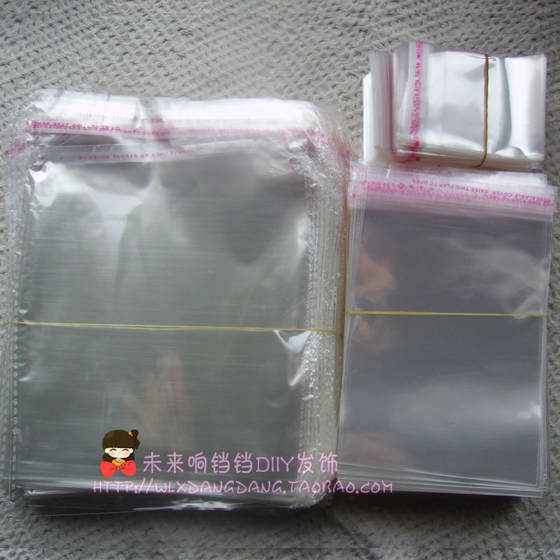 高品质包装袋手工蝴蝶结头饰配件透明塑料袋饰品包装袋胶条袋批发