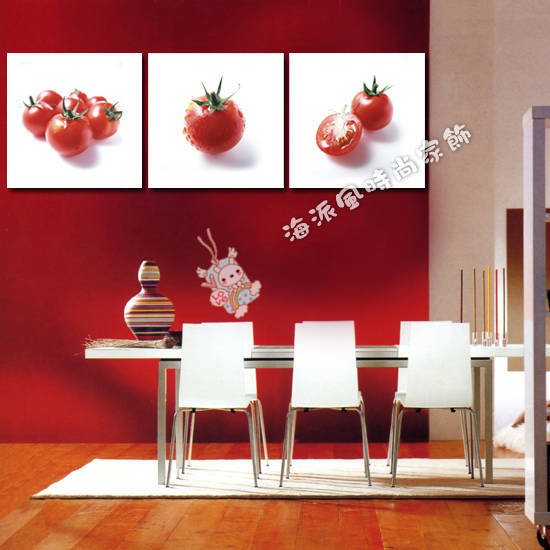 现代餐厅装饰画 饭店时尚无框画 酒店壁画 果蔬板画 西红柿 番茄