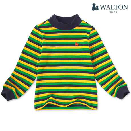 walton韩国品牌童装儿童衣服秋冬装韩版条纹男童女童长袖T恤