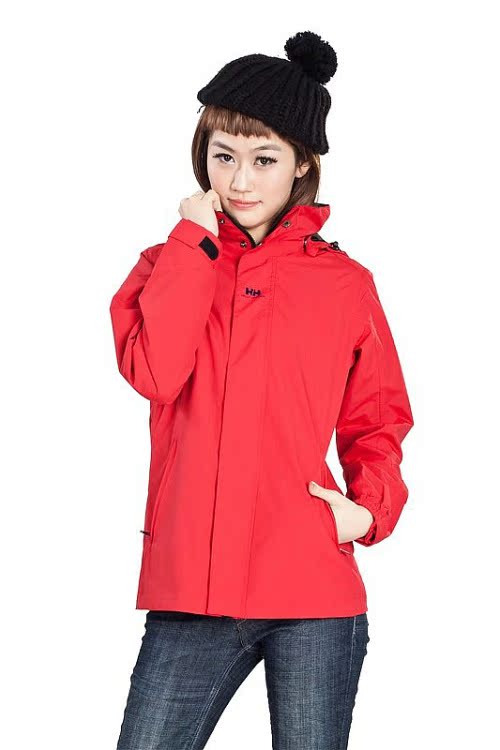 包邮挪威HH品牌冲锋衣 出口女款 单层 时尚防雨防风透气女装 红色