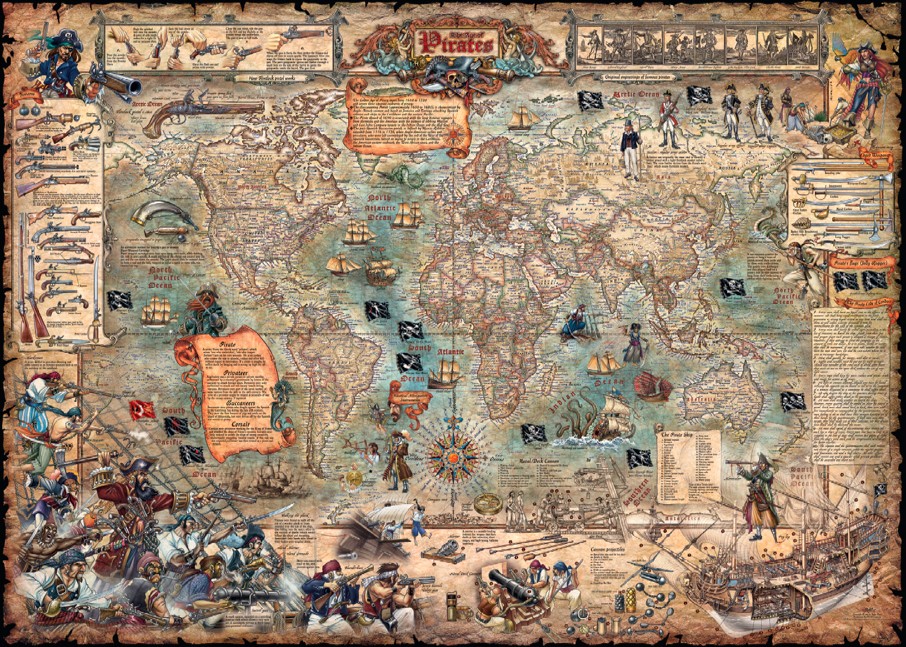 包邮现货雷诺瓦德国进口HEYE拼图 海盗古世界地图 3000片成人玩具