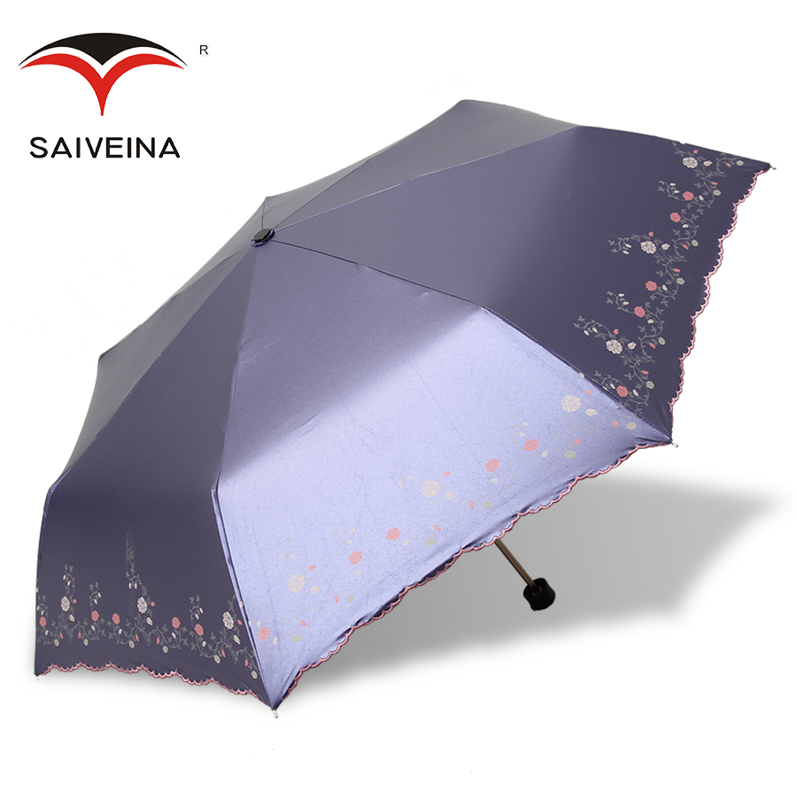 赛维纳手机伞女折叠晴雨伞超强防晒太阳伞防紫外线超轻黑胶遮阳伞
