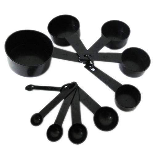 烘培工具 黑色10件套精致量勺 十件带刻度量匙套装 塑料量杯组合