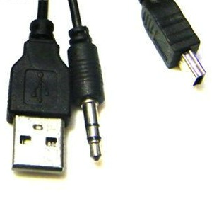 扩音器迷你音箱通用 迷你5P转3.5mm转USB音频线充电线