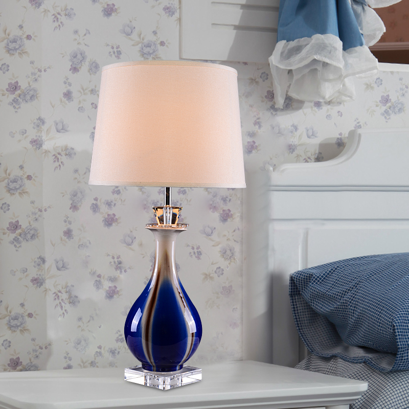 欧式陶瓷台灯客厅卧室床头灯美式乡村陶瓷台灯创意台灯新中式台灯