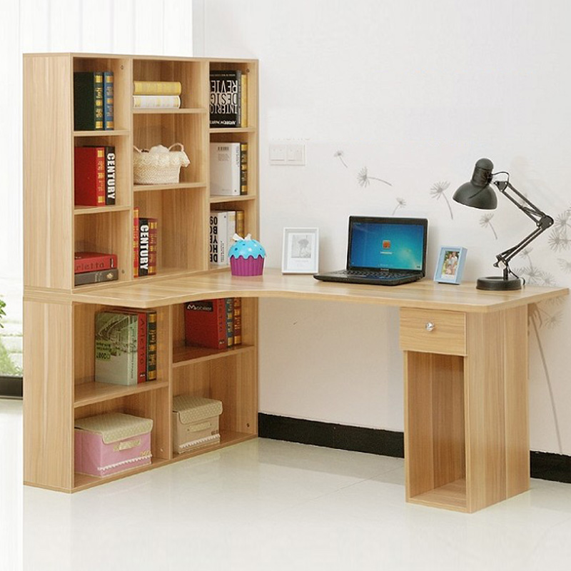 宜家转角电脑桌台式办公桌简约家用实木书柜简易组合书桌电脑桌子