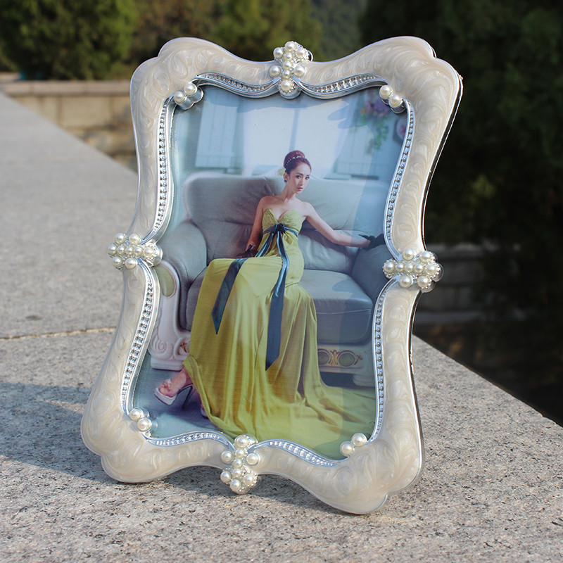 高档欧式珍珠镶钻气质写真相框7/10寸影楼婚纱像框创意摆台 包邮
