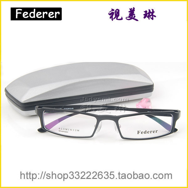 Federer/费德勒铝镁合金眼镜架男近视超轻镜框黑色近视眼镜架2010