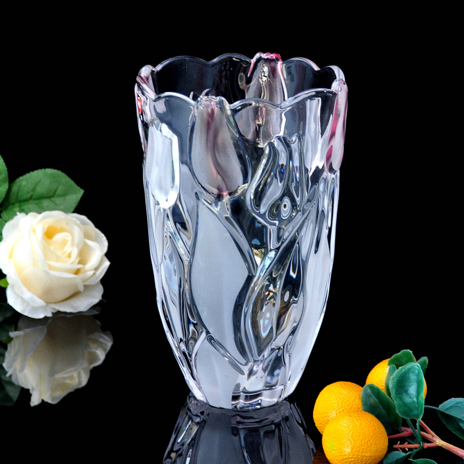 水晶玻璃花瓶插花假花瓶时尚透明摆件餐厅台面富贵竹婚庆欧式