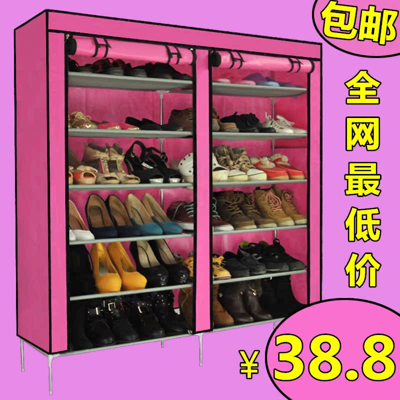 简易鞋架多功能双排六层组装收纳大容量宜家防尘鞋柜特价全国包邮