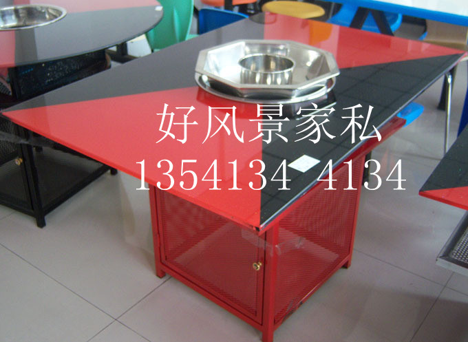 厂家直销火锅桌子 钢化玻璃火锅桌子燃气灶火锅桌椅 电磁炉火锅桌