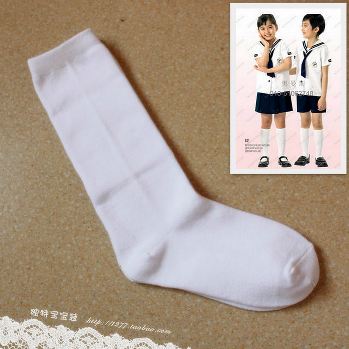 高品质日本学生全棉白色中筒校服袜子幼儿园小学中学必备演出