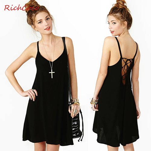 欧美风时尚性感可爱小黑裙露背连衣裙包邮，RichCoco D138