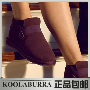 koolaburra真皮低筒雪地靴男士情侣款短靴子女式平底冬季保暖棉鞋