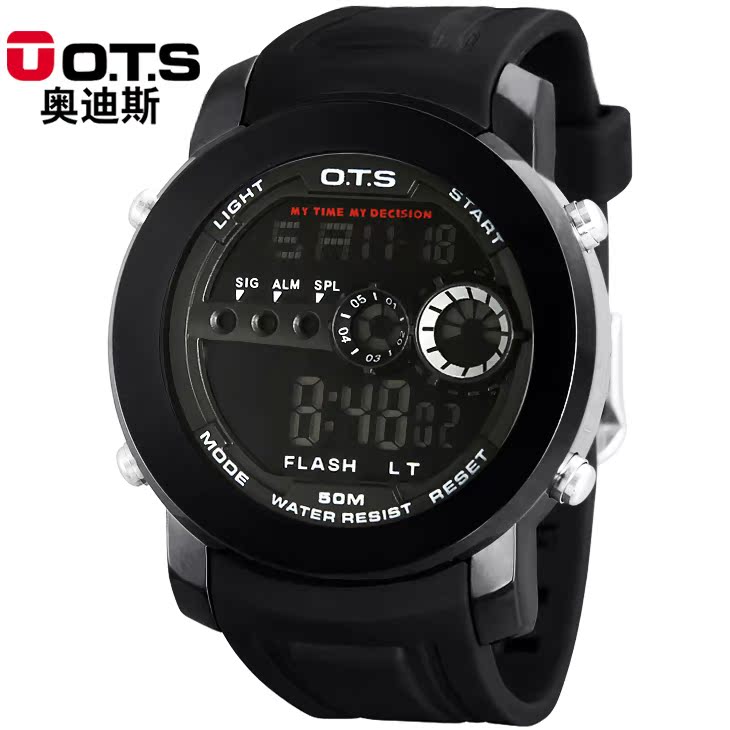 ots电子表防水潮男士多功能户外运动手表跑步韩国中学生手表男孩