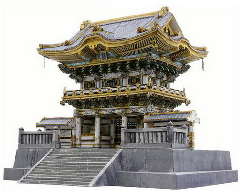 【3D纸模型图纸手工】纸模型建筑 东照宫神社 创意3D建筑模型