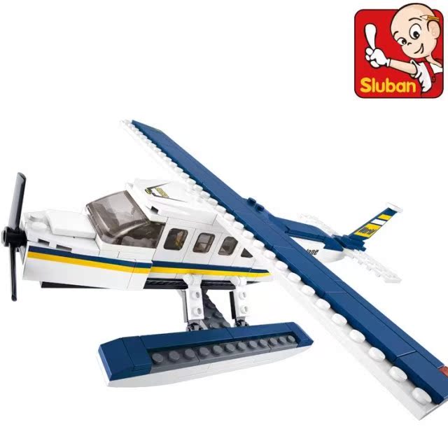 小鲁班儿童益智拼装拼插积木玩具 航空天地 水上飞机 兼容乐高式