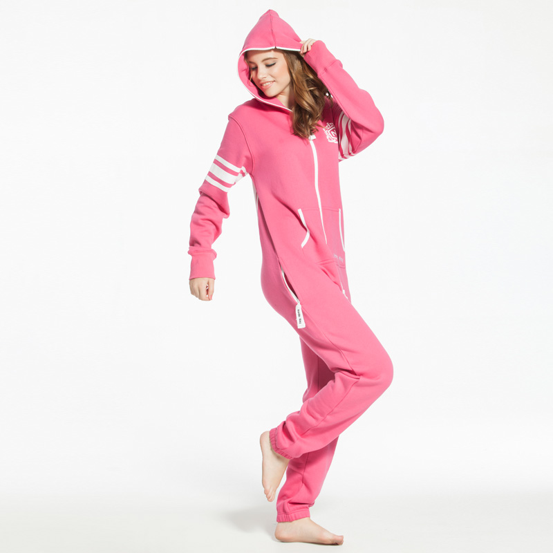Nordic Way 粉色字母数字印花 onesie fleece jumpsuit 连体卫衣