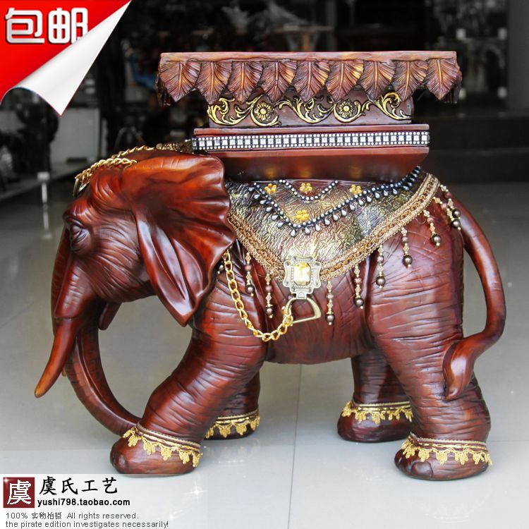 大象方凳子 摆件 树脂工艺品仿真动物 大号 落地象凳 落地装饰品