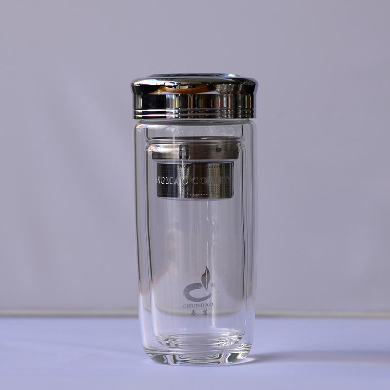 春道高档玻璃杯 水晶杯 玻璃杯带盖带茶漏  口杯CD-8813  CD8814