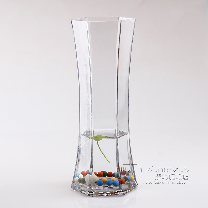 六角透明 玻璃花瓶 园艺水生水培植物 富贵竹花瓶 花盆器皿 摆饰