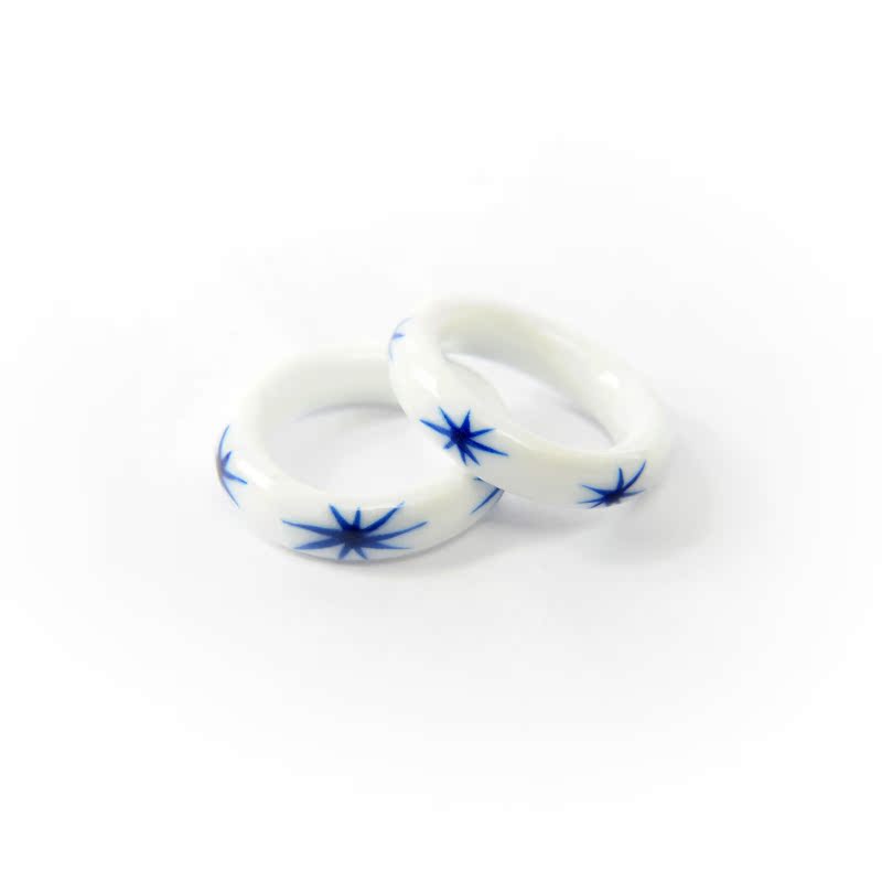 景德镇陶瓷首饰品 情侣戒指指环一对复古时尚 手工青花瓷戒指批发