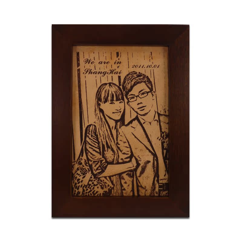 皮雕画个性定制 送女男生相框画zakka风格创意生日礼物礼品木刻画