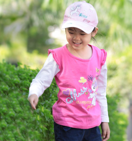 迪乐龙 2015春款韩版女童装 卡通图案假两件儿童纯棉长袖T恤