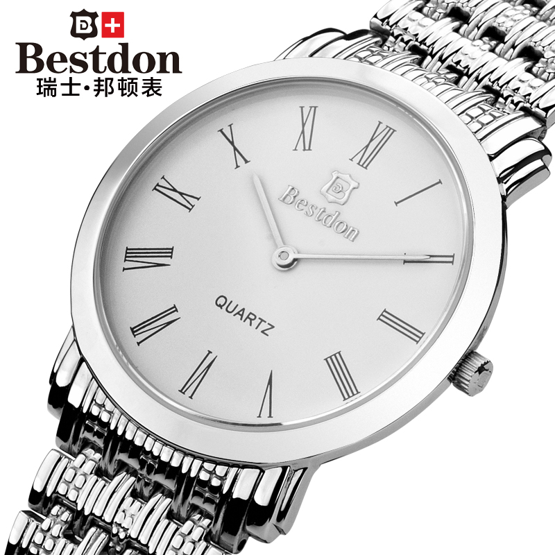 瑞士品牌邦顿手表男士商务休闲石英表超薄钢带防水表男表