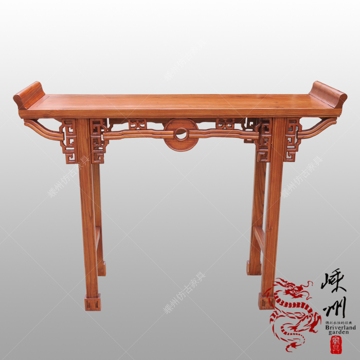中式仿古家具 实木榆木 明清古典 铜钱供桌翘头案桌供台