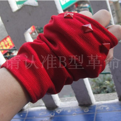 夏日防晒韩版时尚个性大红色男女半指露指冬季保暖手套潮流街舞