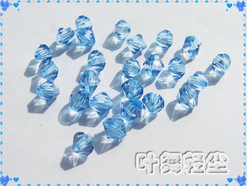 特价!!DIY串珠饰品配件-8mm亚克力塑料湖蓝色水晶菱珠