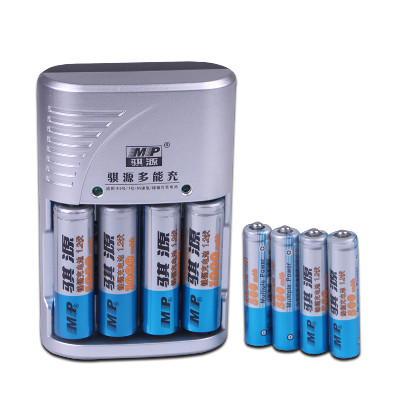 骐源 802智能充电器 4节7号500充电电池 可充5号7号9V电池7号套装