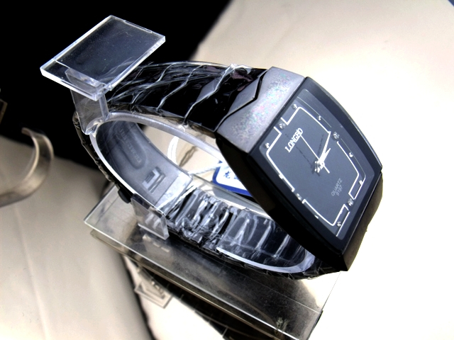 CF_867#龙波腕表手表进口机芯 金属表带 方型黑色石英表男表9197