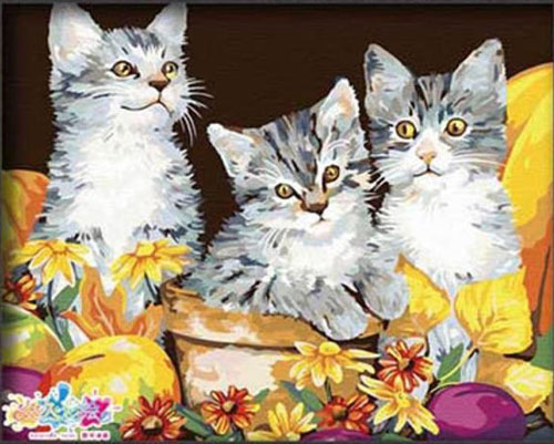 数码彩绘数字油画大幅画手绘diy编码彩绘吉祥猫动物猫咪装饰画