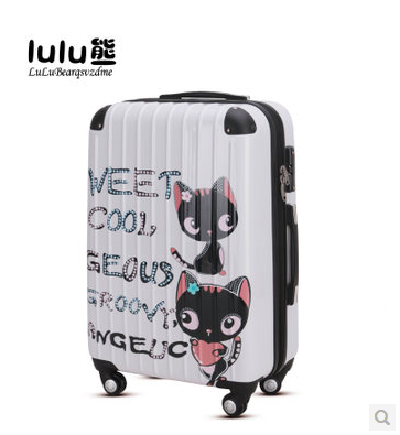 lulu熊可爱卡通猫拉杆箱万向飞机轮旅行箱时尚行李箱登机箱包新款