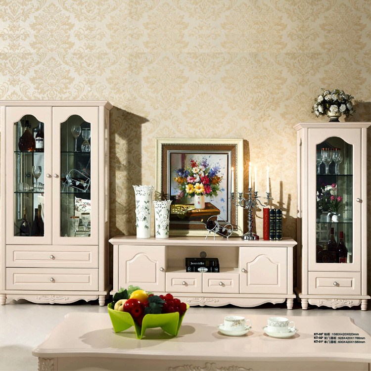 韩式简约  客厅组合厅柜 玻璃实木酒柜 特价烤漆电视柜 白色地柜