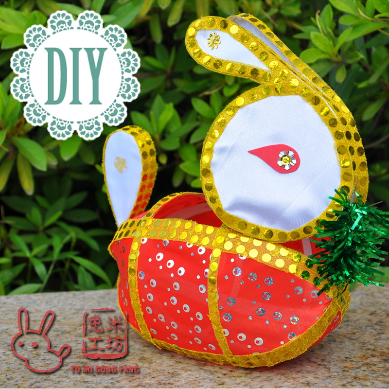 特价促销元宵传统兔子亲子制作手工灯笼diy材料包创意花灯金红花