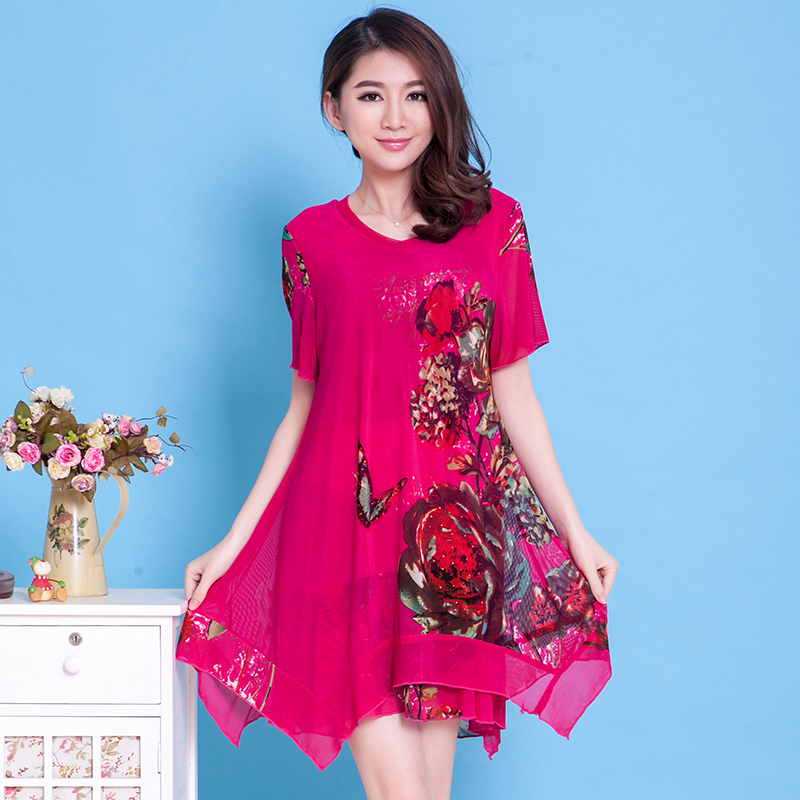 2015夏季韩版女装连衣裙 中青年大码针织棉麻连衣裙30-40岁长裙