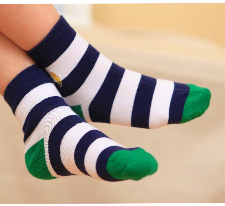 新款POLO童袜儿童袜子纯棉彩虹短袜男童女童男孩女孩条纹袜子包邮