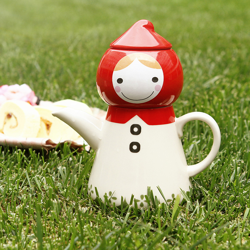 迷你小茶壶 可爱卡通陶瓷茶水壶 茶杯茶具mini泡茶烤瓷壶四件套装