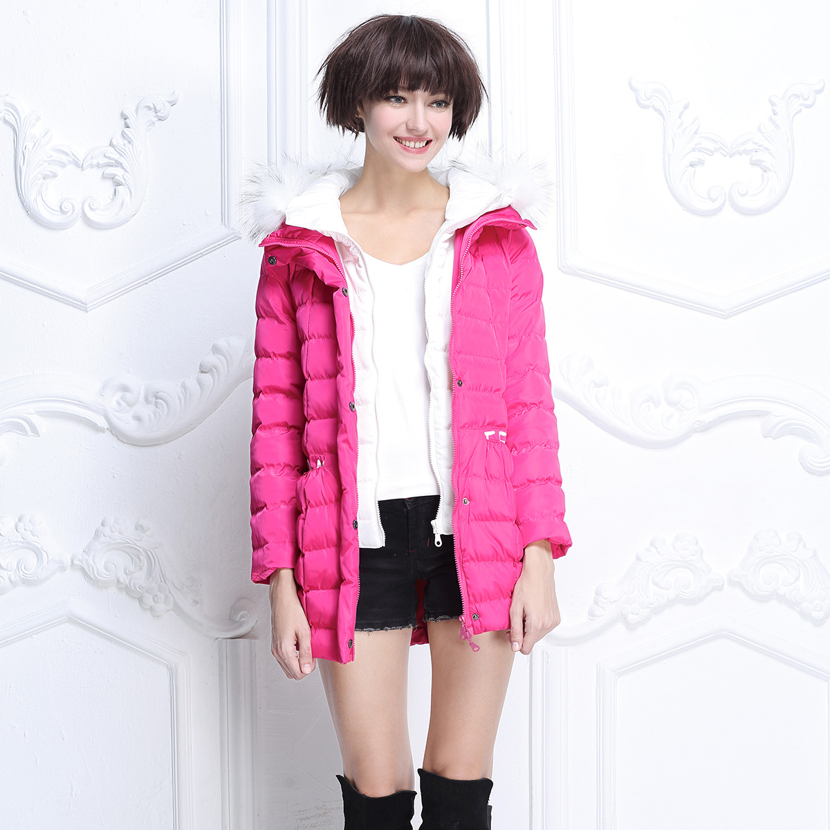 2013冬装新款女装棉衣中长款棉袄子韩版带帽羽绒棉服修身加厚外套